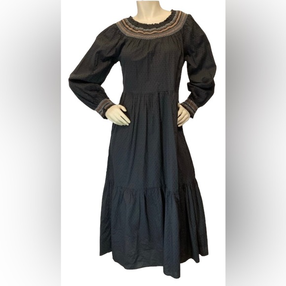 UNIVERSAL THREAD Gray & Multi Versatile Long Balloon Sleeve Boho Dress w Pockets - Picture 4 of 10